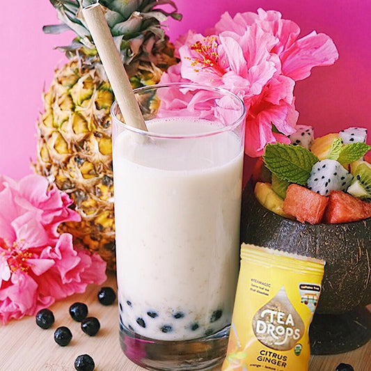 boba milk tea with flowers