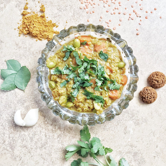 Dal (Lentil Soup) with Turmeric Tea Drop
